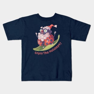 Enjoy The Holidays (skating Santa Bug) Kids T-Shirt